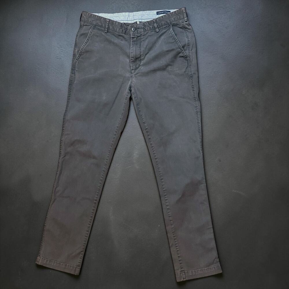 Cremieux Chino Pants Mens Gray Slim Straight Stretch Size 34/32